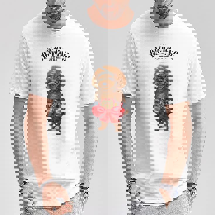 ボクシングチャンピオン プードル ドッグファイター Tシャツ 面白い贈り物