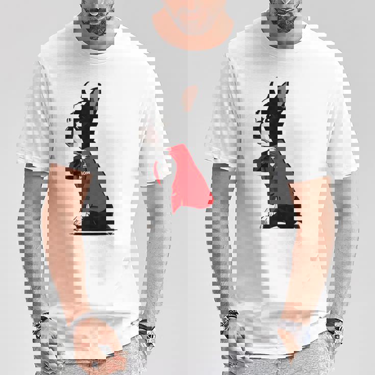 ボストンテリア I Love Mom タトゥーシャツ 面白いボストンテリア Tシャツ 面白い贈り物