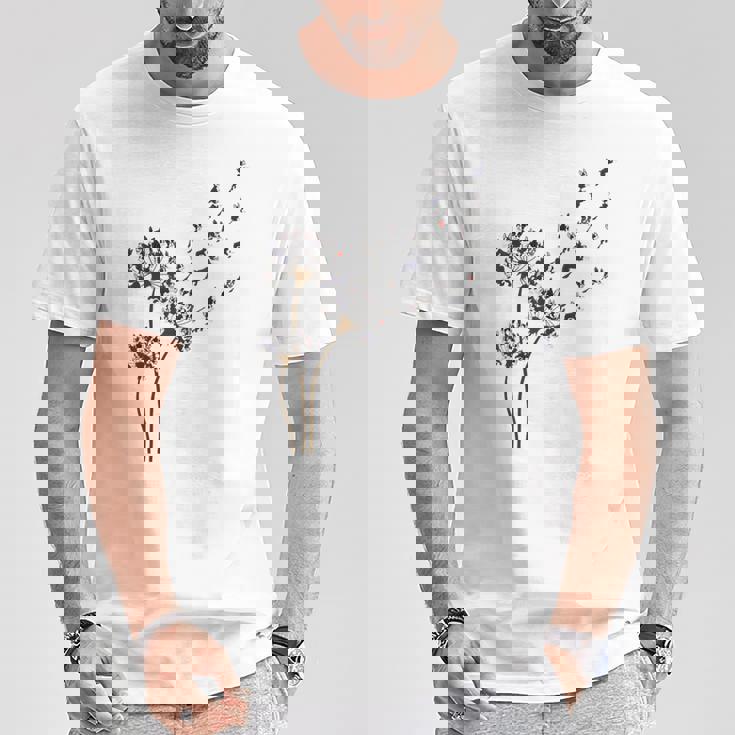 ボストンテリア フラワー フライ タンポポ 面白い 犬好き 犬 お父さん Tシャツ 面白い贈り物