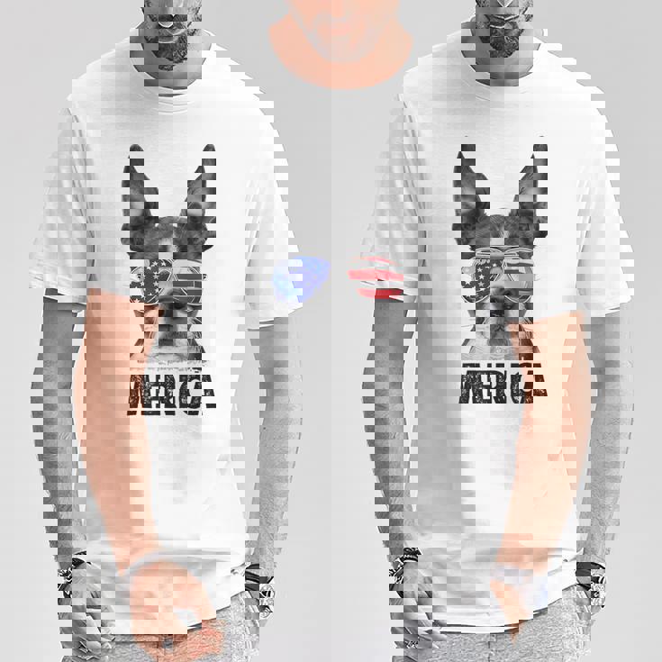 ボストン・テリア 7月4日 メリカ メンズ レディース アメリカ国旗 Tシャツ 面白い贈り物