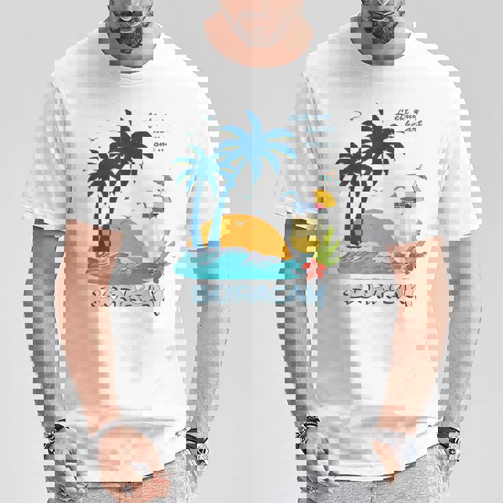 ボラカイ島 ヤシの木 日没 花 フィリピン ビーチ カクテル パラワン島 東南アジア 海鳥 島 贈り物 海 お土産 セブ Tシャツ 面白い贈り物