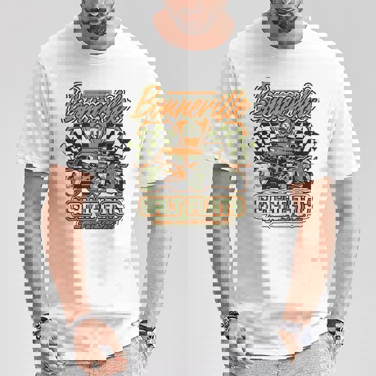 ボンネビル ソルト フラッツ ヴィンテージ レトロ ホットロッド レースカー Tシャツ 面白い贈り物