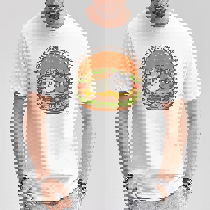 ボンレス犬とボンレス猫 ハンバーガー Tシャツ 面白い贈り物