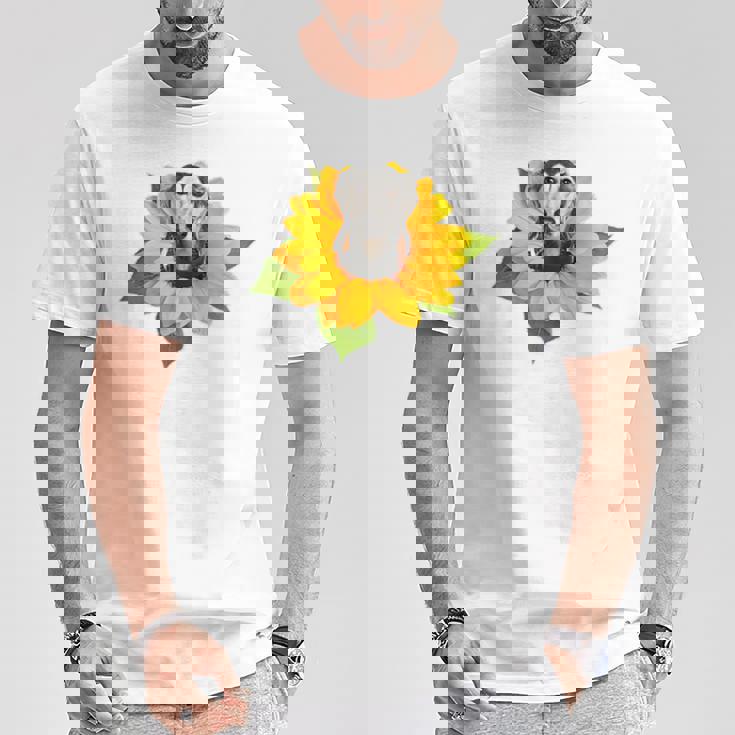 ポケットの中の犬 花 サルーキ Tシャツ 面白い贈り物