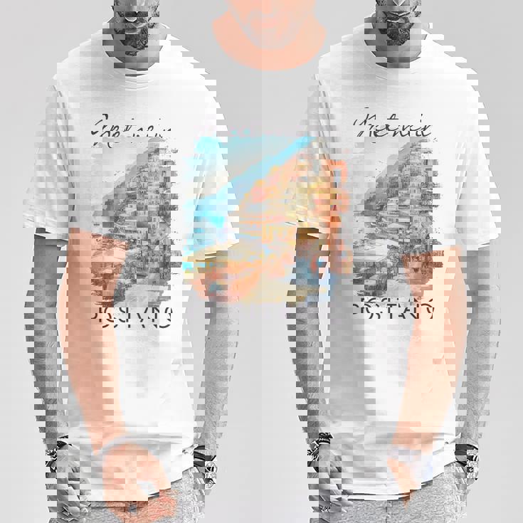 ポジターノ イタリア 旅行 冒険 ミート・ミー・イン・ポジターノ Tシャツ 面白い贈り物