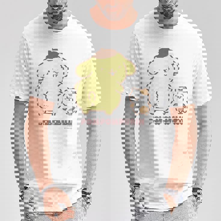 ポムポムプリン ふりむき ライトカラー Tシャツ 面白い贈り物