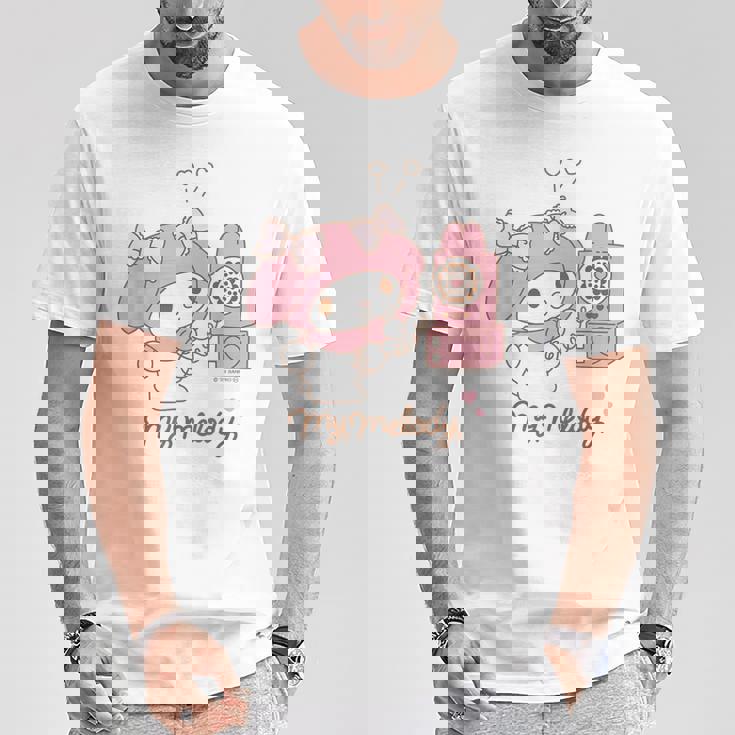 マイメロディ でんわ ライトカラー Tシャツ 面白い贈り物