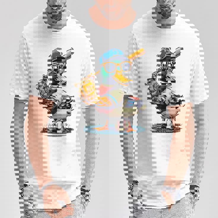 マガモのアヒル 野球愛好家 アヒル 野球 Tシャツ 面白い贈り物