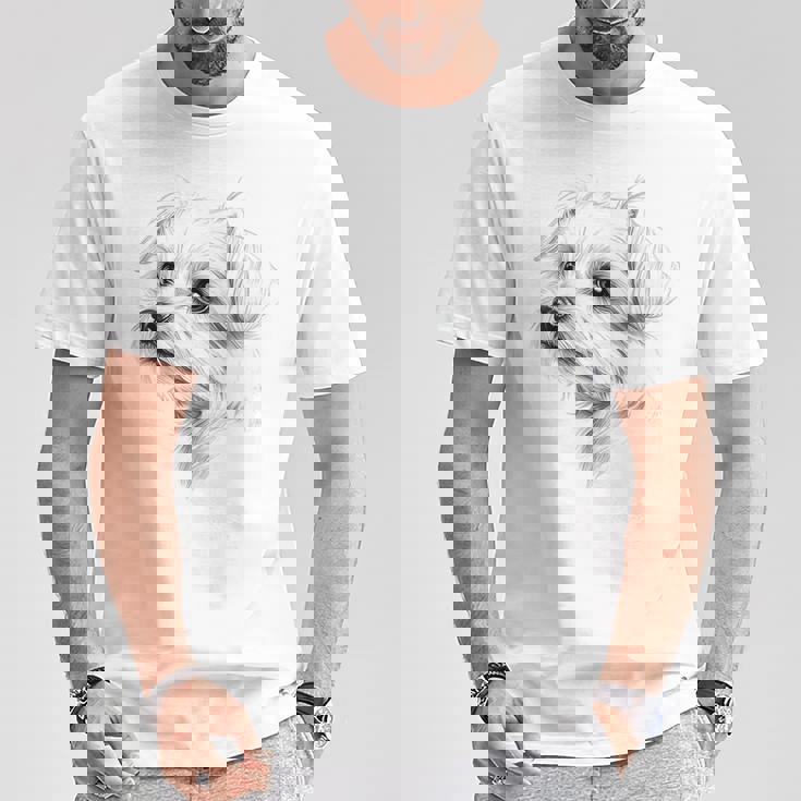 マルチーズ 犬 グラフィック ペット アートワーク マルチーズ Tシャツ 面白い贈り物