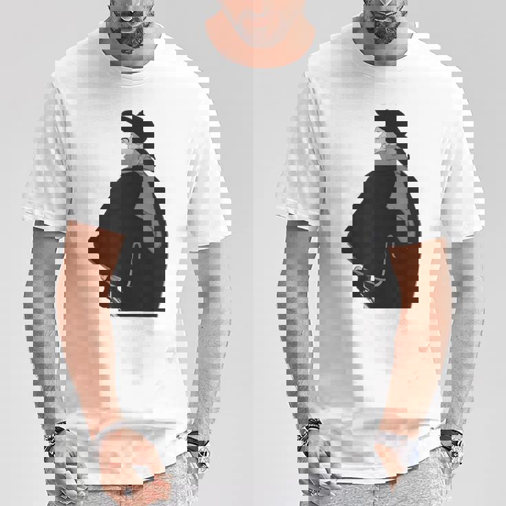 ミステリアスなクロークドクラシック紳士ヴィンテージノワールスタイル Tシャツ 面白い贈り物