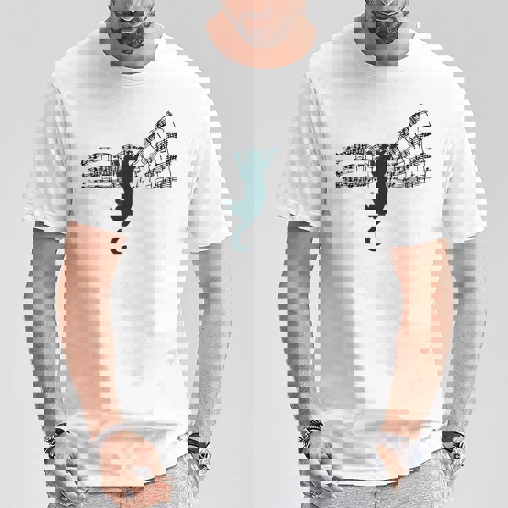 ミュージカル 楽譜上の猫 楽譜 Tシャツ 面白い贈り物