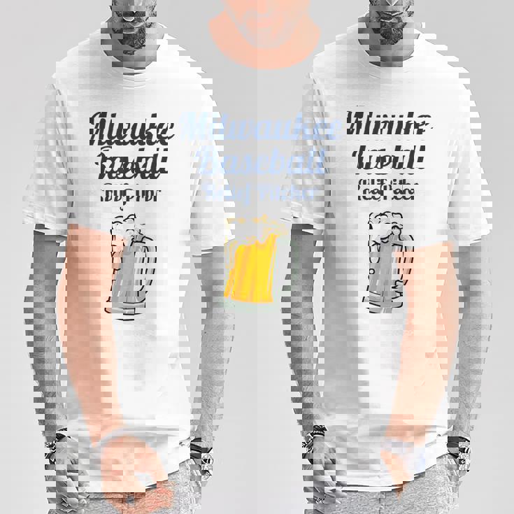 ミルウォーキービールと野球リリーフピッチャー Tシャツ 面白い贈り物