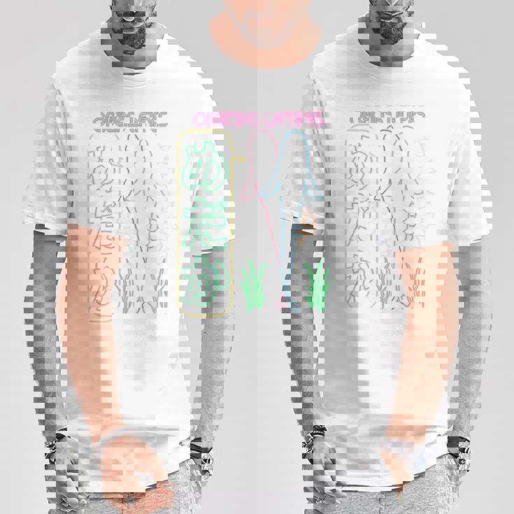 メダカ飼育者向け「めだかネオンデザイン」-バックプリント- Tシャツ 面白い贈り物