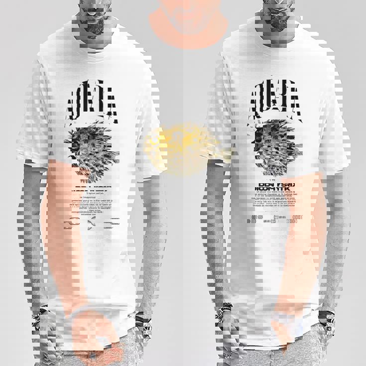 ヤマアラシ フグ 魚飼い モダンストリートウェア Tシャツ 面白い贈り物