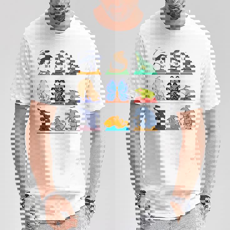 ヨガ動物のポジション 長袖tシャツ Tシャツ 面白い贈り物