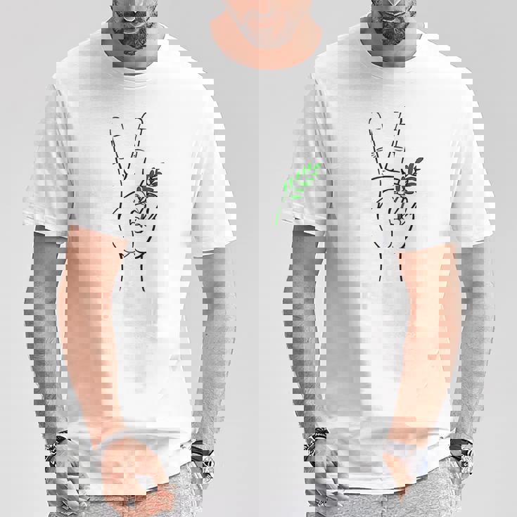 ヨルダン川西岸中東平和鳩オリーブの枝無料パレスチナ Tシャツ 面白い贈り物