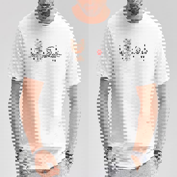 ヨークシャーテリア 心電図 ハートビート ハートライン 犬好き Tシャツ 面白い贈り物