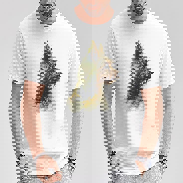 ヨークシャーテリア 犬 モチーフ ペット アートワーク ヨークシャーテリア Tシャツ 面白い贈り物