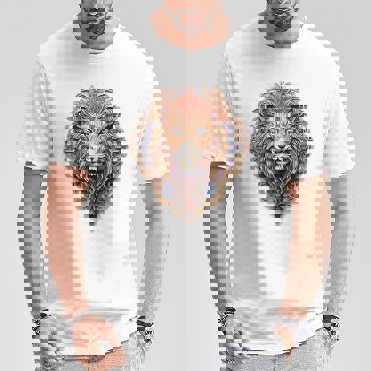 ライオン 動物 彫刻 動物園 抽象芸術 絵画 ライオン Tシャツ 面白い贈り物