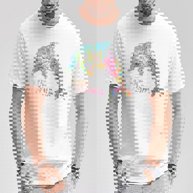 ライブ アロハ イルカ グラフィック Tシャツ 面白い贈り物