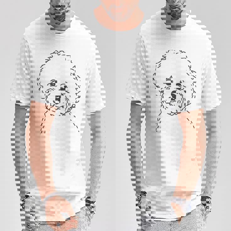 ラインアート Dad Mom Dog ビションフリーゼ Tシャツ 面白い贈り物