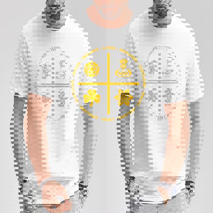 ラグビーライオンズ アイルランド イングランド ウェールズ スコットランド アイコン ゴールド Tシャツ 面白い贈り物