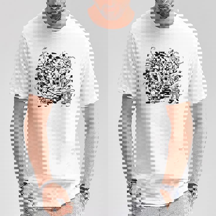 ラップオールドスクールヒップホップグラフィティtシャツとストリートダンス Tシャツ 面白い贈り物