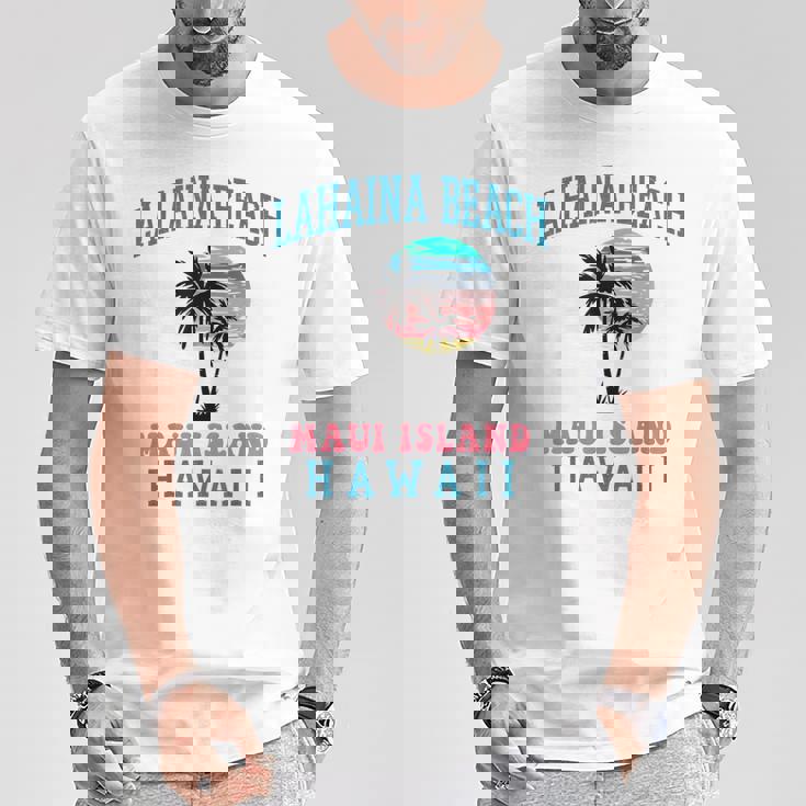 ラハイナ ビーチ マウイ ハワイ ビーチ ヤシの木 夏 ハワイアン Tシャツ 面白い贈り物