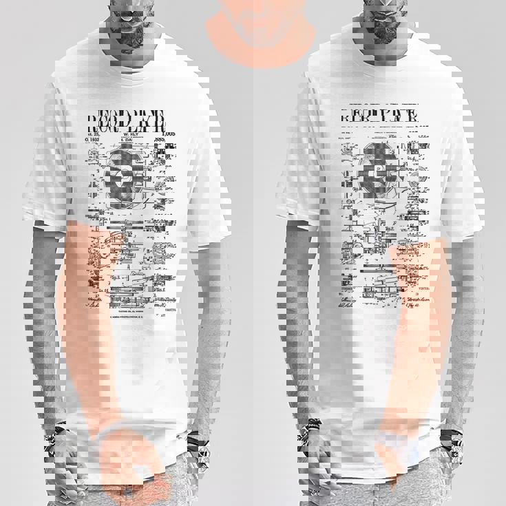 レコードプレーヤー ヴィンテージ 特許 Dj ターンテーブル 蓄音機 Tシャツ 面白い贈り物