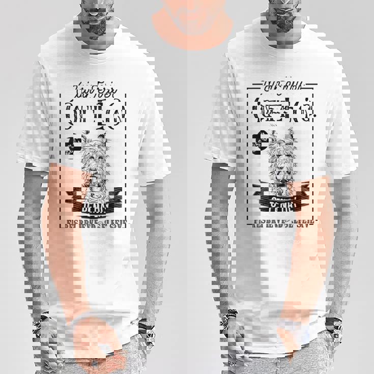 レトロ ケアンテリア コーヒー 面白い 犬 ママ コーヒー愛好家 Tシャツ 面白い贈り物