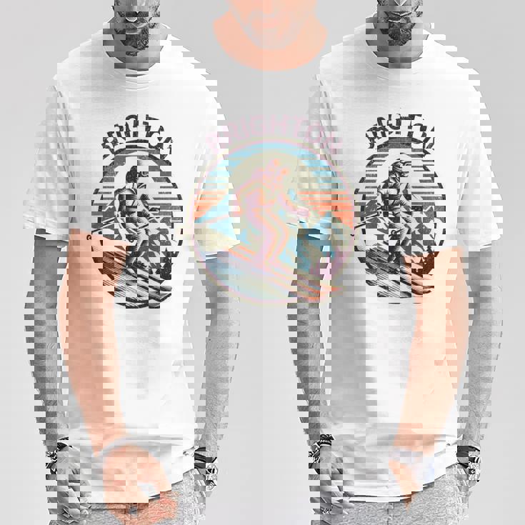 レトロ ヴィンテージ ブライトン ユタ スキー リゾート ウィンタースキー 長袖tシャツ Tシャツ 面白い贈り物