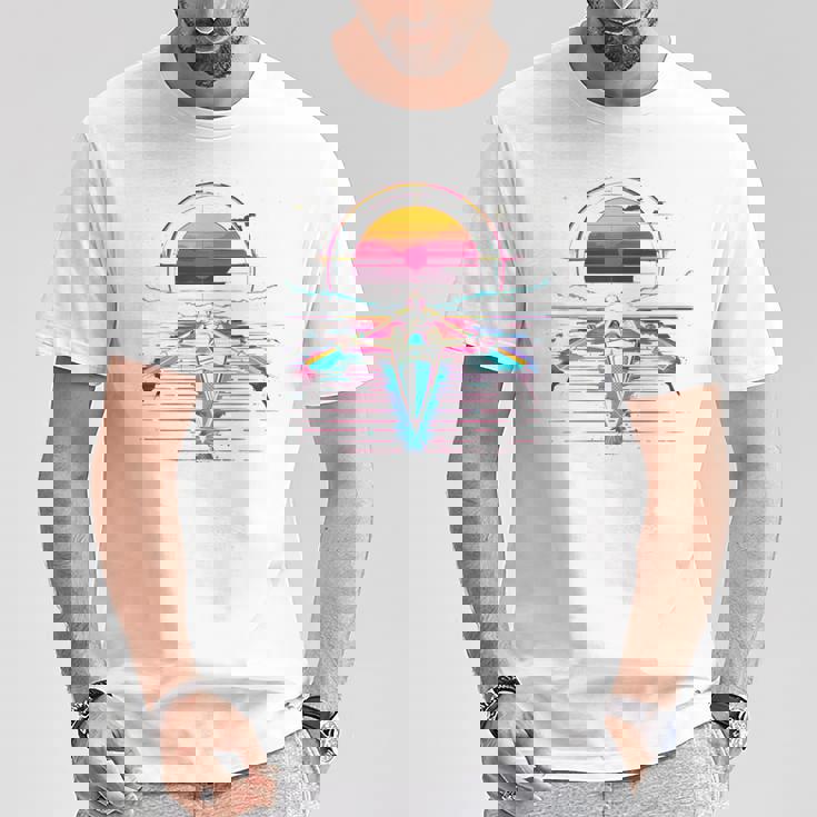 ローイング レトロウェーブ スカーリング 長袖tシャツ Tシャツ 面白い贈り物