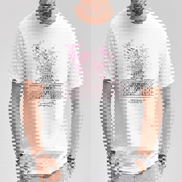 ワシントンdcキャピトルビル桜 Tシャツ 面白い贈り物
