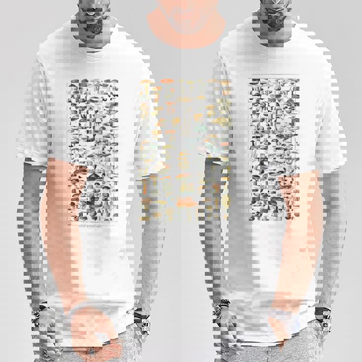 ヴィンテージ キノコ チャート イラスト キノコ モレルハンター Tシャツ 面白い贈り物