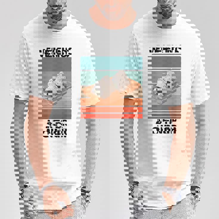 ヴィンテージおにぎりフードラバーウィークエンドはおにぎり好きの為 Tシャツ 面白い贈り物