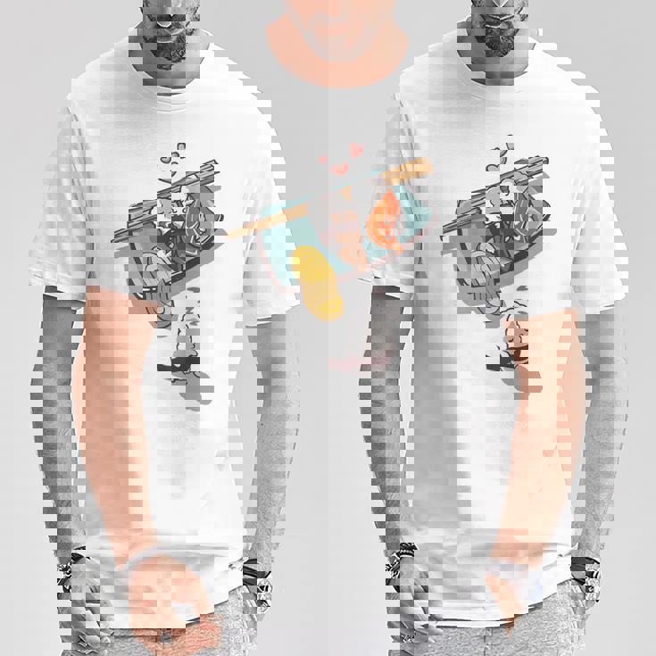 一緒に寝る 寿司 と 寝ぼける 寿司 たまご サーモン 穴子 Tシャツ 面白い贈り物