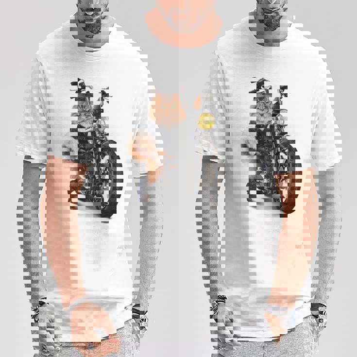 三毛猫 オレンジ猫 ねこ バイク バイカー Tシャツ 面白い贈り物