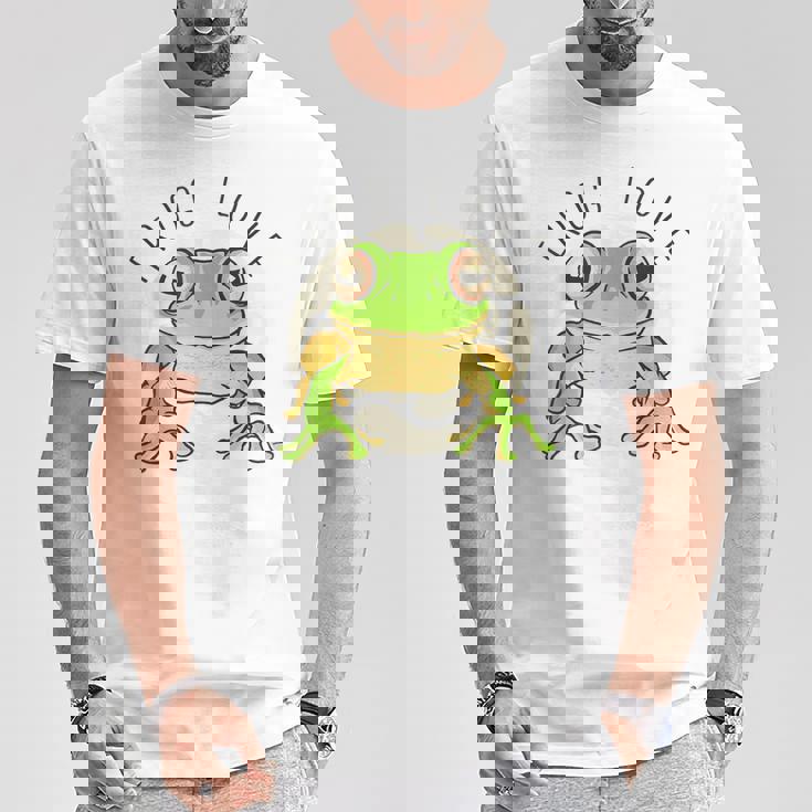 両生類の友達 恋人デザイン グリーンフロッグ Tシャツ 面白い贈り物