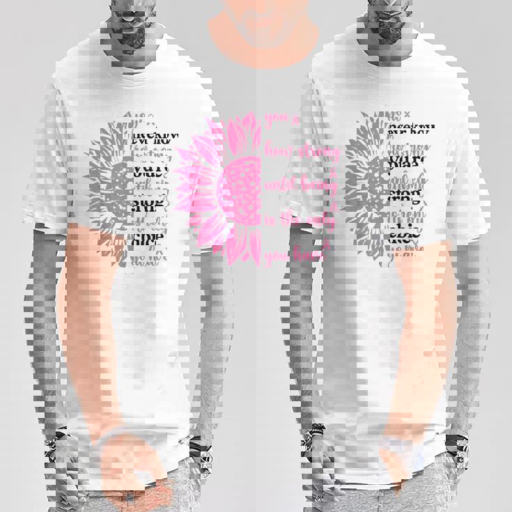 乳がんファイター サバイバー ひまわり ピンクリボン 戦士 Tシャツ 面白い贈り物