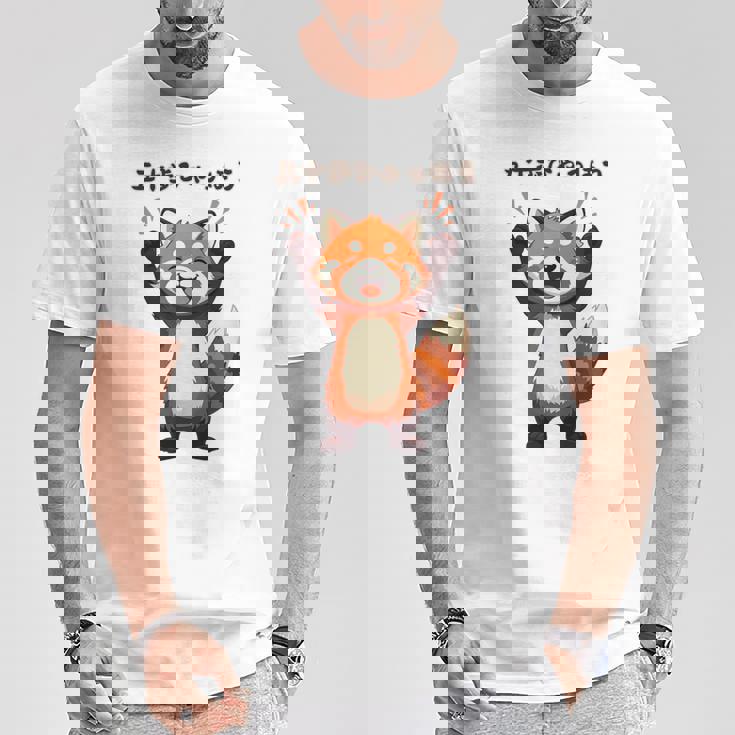 五十歩ひゃっほう レッサーパンダ ネタ ことわざ ことわざのもじり ジョーク ギャグ ダジャレ ツッコミ おもしろ メン Tシャツ 面白い贈り物