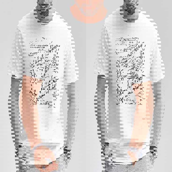 作曲家シグネチャー バッハベートーヴェン・マーラー モーツァルト・ロッシーニ Tシャツ 面白い贈り物