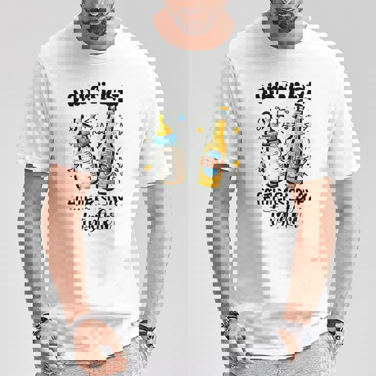 初めての父の日一緒に面白いお父さんと赤ちゃん Tシャツ 面白い贈り物