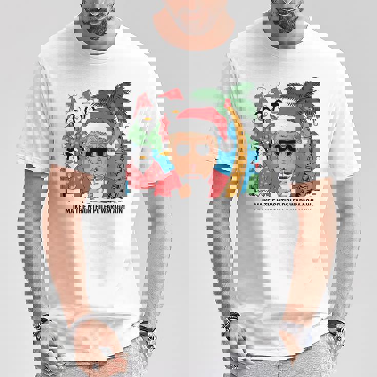 北極を再び暖かく 面白い トランプ ホットココアトロピック 長袖tシャツ Tシャツ 面白い贈り物