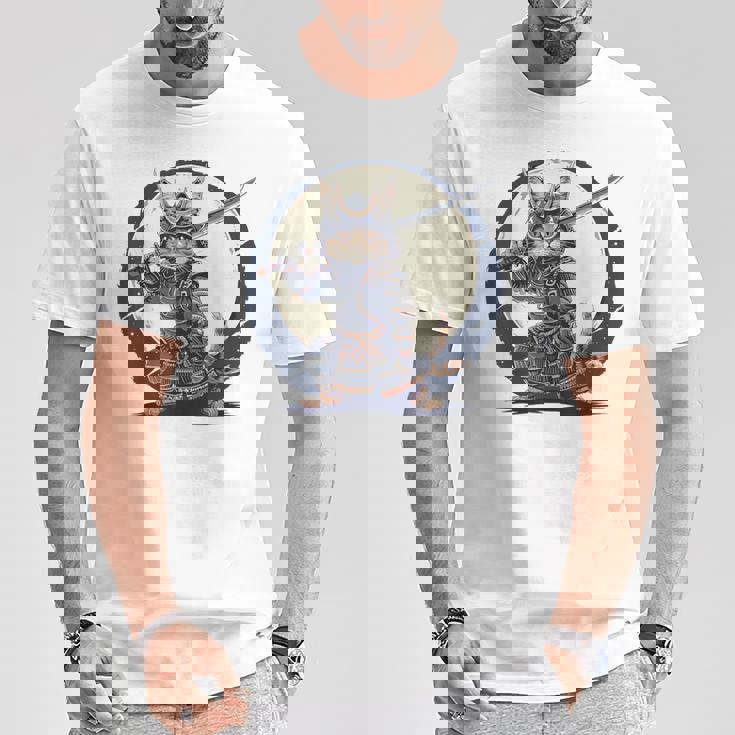 古代忍者猫 日本の子猫 刀猫 サムライキャット Tシャツ 面白い贈り物