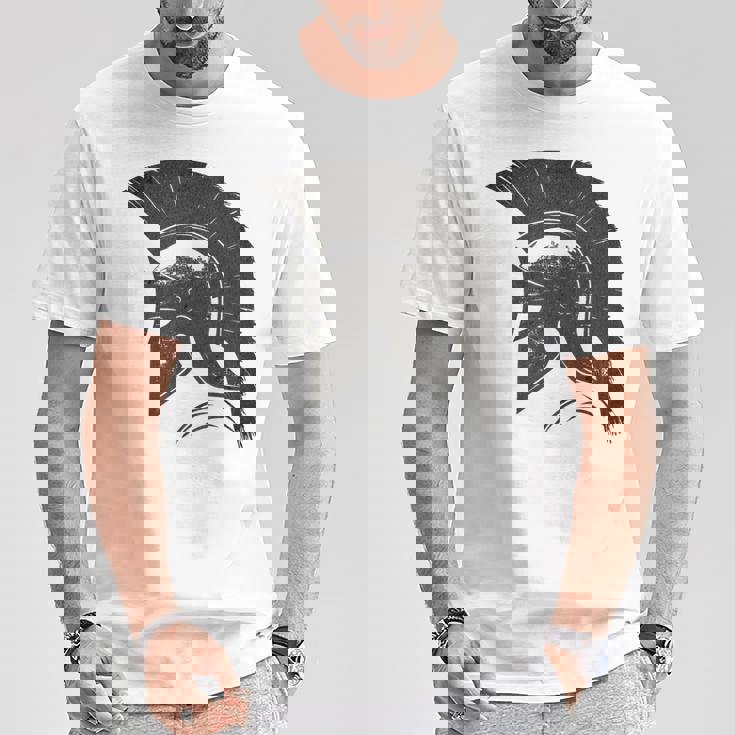 古代戦士ギリシャローマスパルタ兵士ヘルメットグラフィック Tシャツ 面白い贈り物