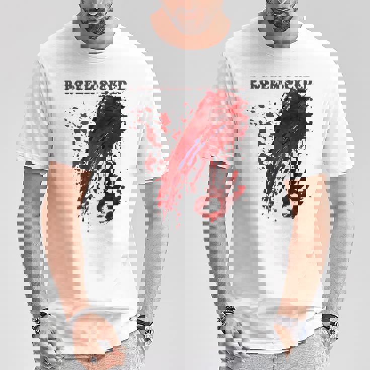 問題解決 血まみれのシャツ 血まみれのホラー Tシャツ 面白い贈り物