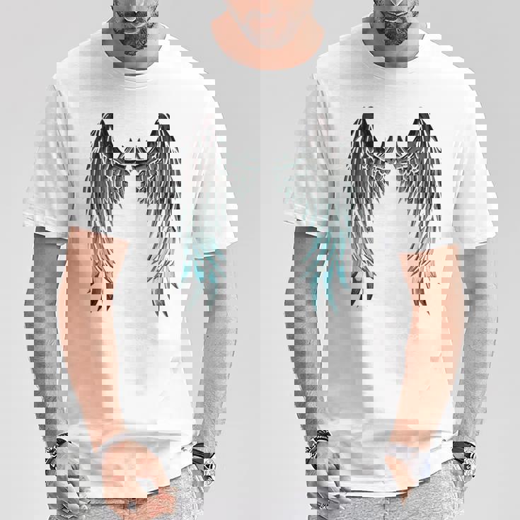 天使の羽 バックプリント Tシャツ 面白い贈り物