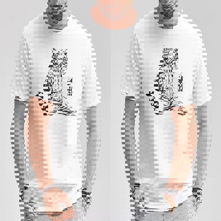 太極拳 猫 格闘技 面白い 猫 格闘 Tシャツ 面白い贈り物