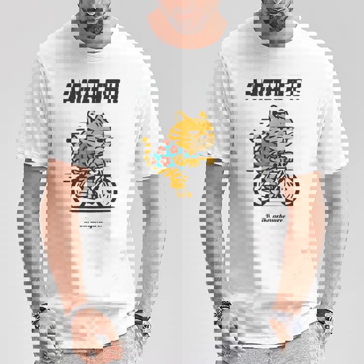 尼崎を走るチャリ猫 Tシャツ 面白い贈り物