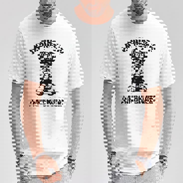 幸せはミニシュナウザー 長袖tシャツ Tシャツ 面白い贈り物